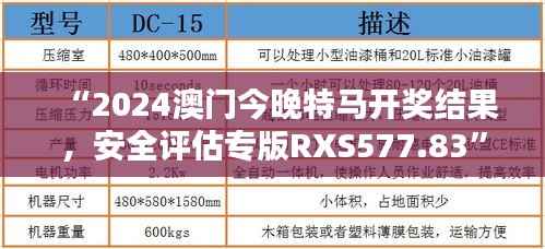 “2024澳门今晚特马开奖结果,安全评估专版RXS577.83”