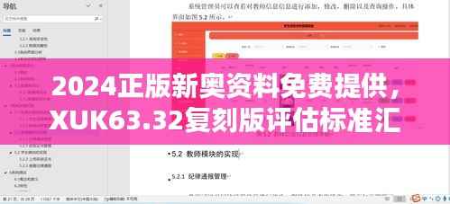 2024正版新奥资料免费提供,XUK63.32复刻版评估标准汇总