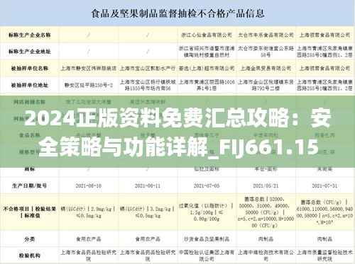 2024正版资料免费汇总攻略:安全策略与功能详解_FIJ661.15版