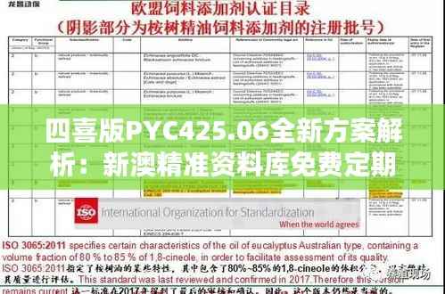 四喜版PYC425.06全新方案解析:新澳精准资料库免费定期更新
