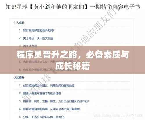 程序员晋升之路，必备素质与成长秘籍