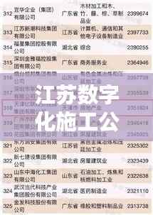 江苏数字化施工公司排名揭晓,行业领先的几家企业榜单出炉!