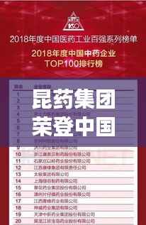 昆药集团荣登中国百强榜单,医药产业领军地位稳固,位列前十名